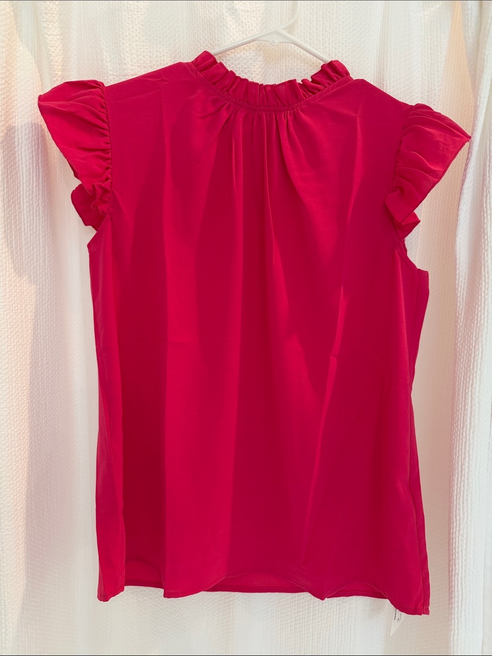 Ruffled Neck Top- Hot Pink